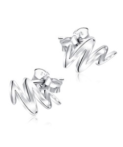 Sharp Wavy Line Silver Ear Stud STS-5554